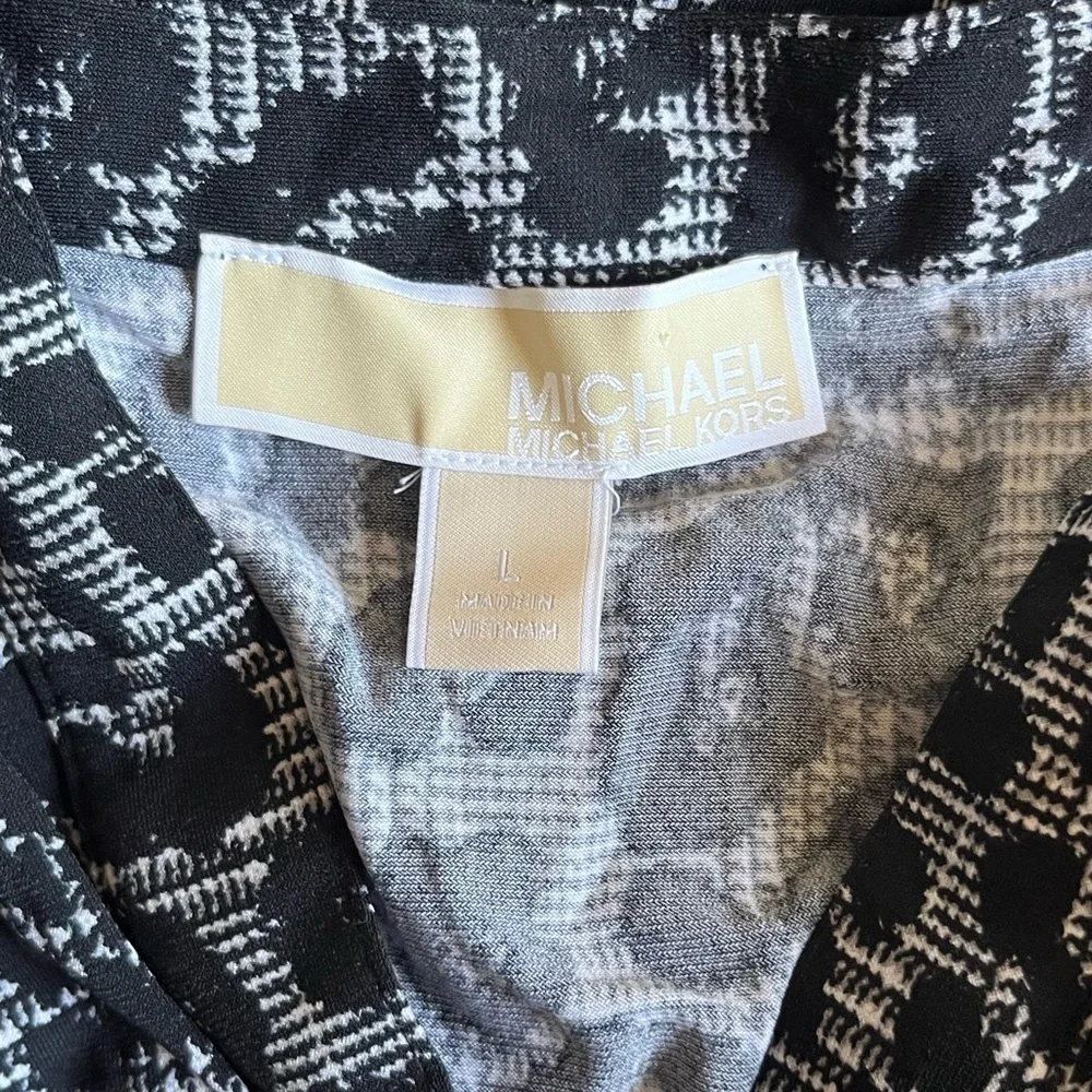 Michael Kors Black and Gray Leopard Print Slinky Mini-Dress